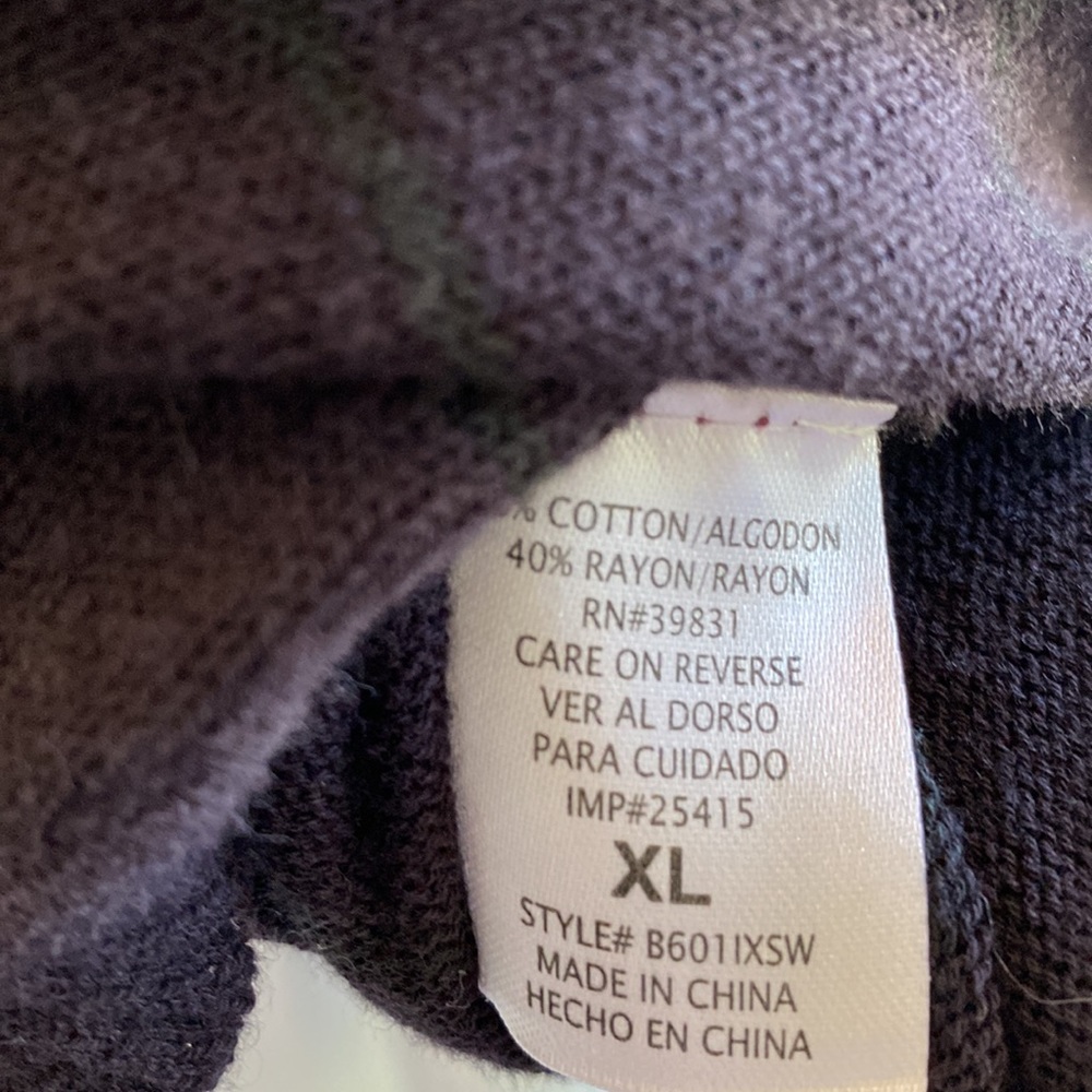 Democracy Knit Ombre Stripe Poncho Style Sweater. Burgundy and Black. Size XL - Picture 6 of 6